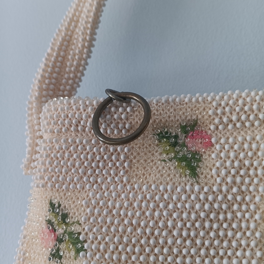Vintage Lumured Beaded Floral Embroidered Evening Bag Cottagecore - Picture 5 of 10